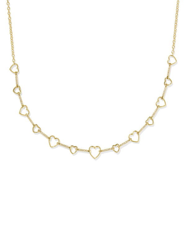 Kendra Scott Haisley Heart Strand Necklace - Gold White Crystal