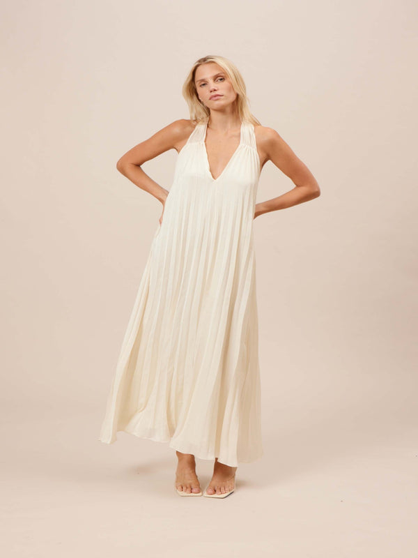 Lucy Paris Blyth Pleated Dress - Ivory