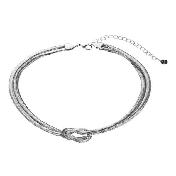 Knotted Snake Chain Necklace - Silver