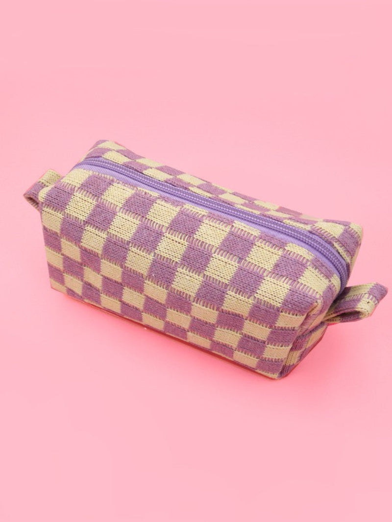 Checkered Cosmetic Makeup Bags