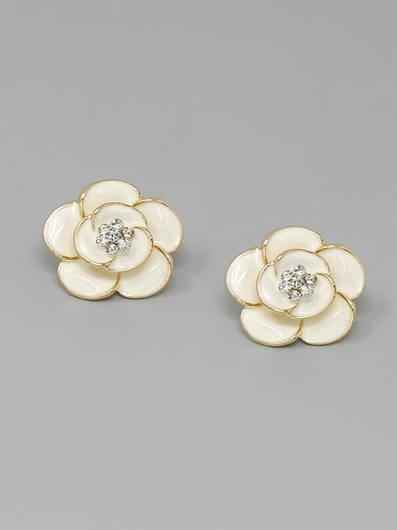 The Flower Stud Earrings - White