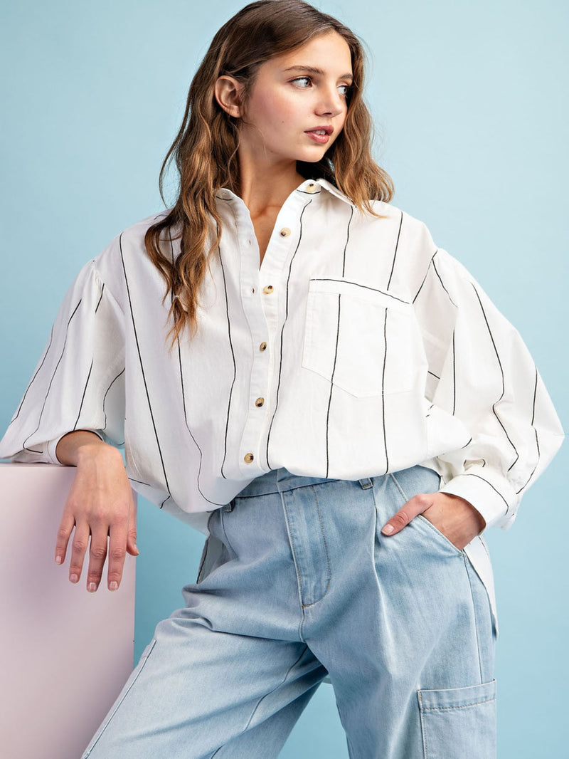 The Coastal Stripe Top - White/Black