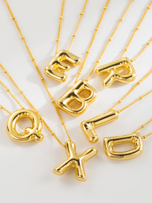 Balloon Letter Pendant Necklace - Gold