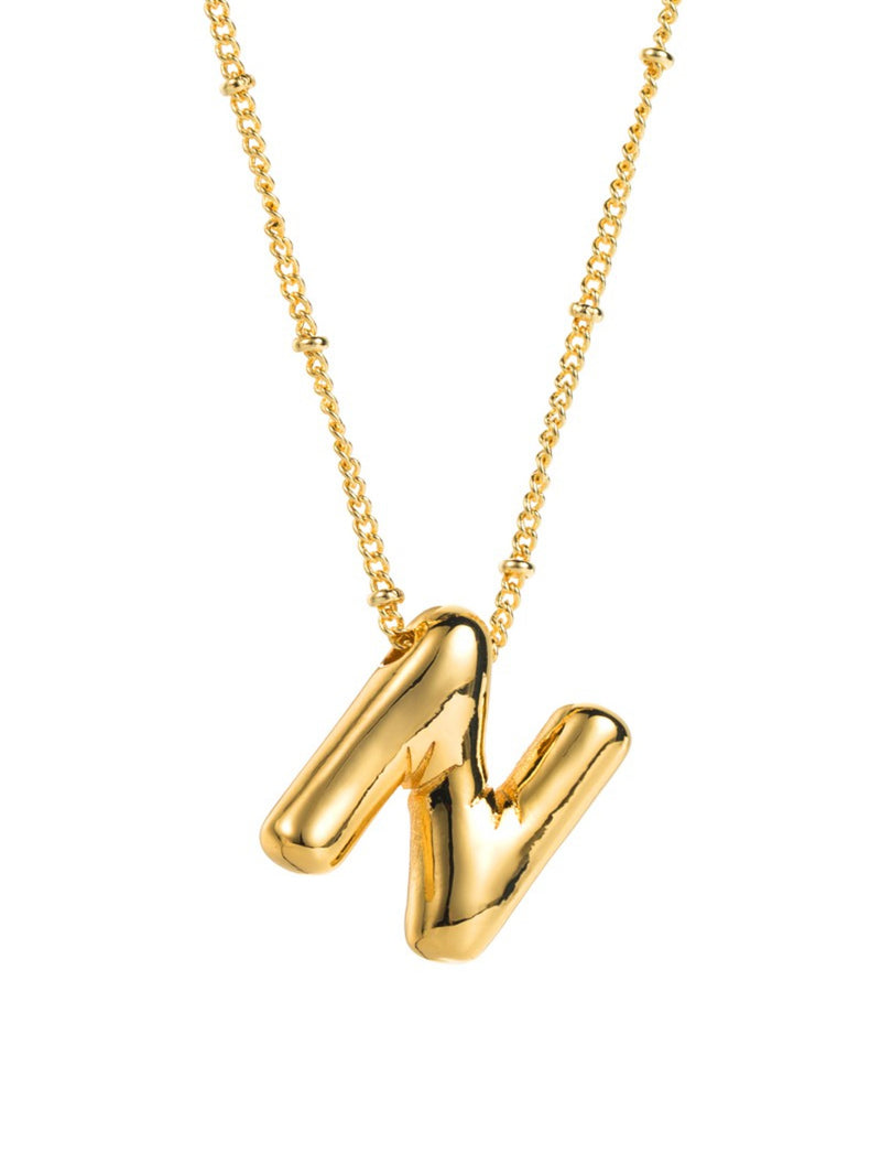 Balloon Letter Pendant Necklace - Gold