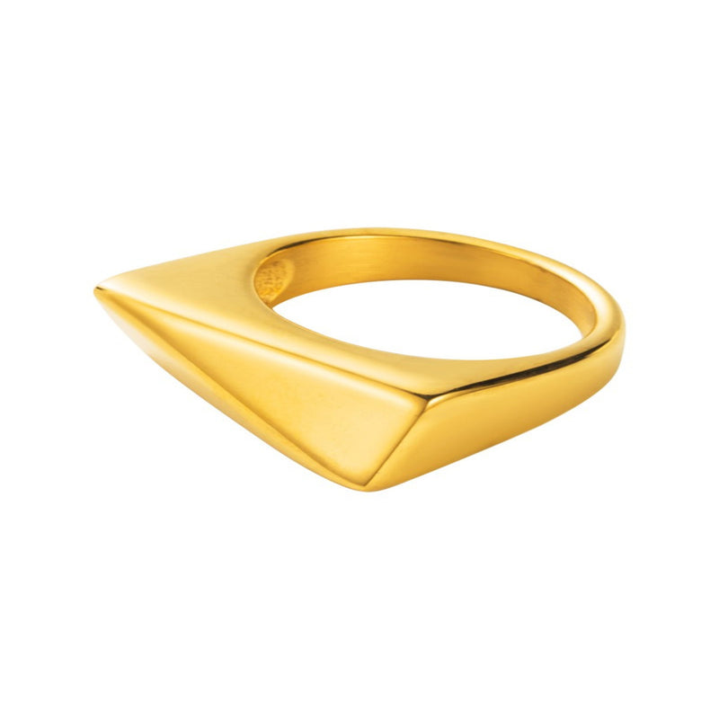 Gold Geometric Textured Ring - 6