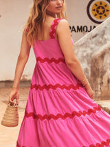 The Stripe Wavy Cami Maxi Dress - Pink