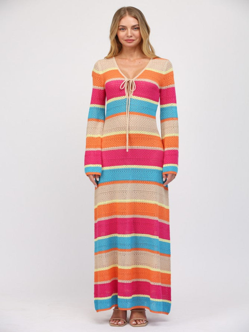 Mai Tai Maxi Crochet Dress - Fuchsia Multi