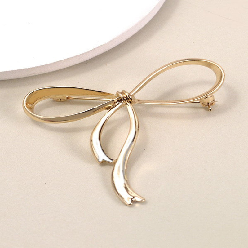 Classic Ribbon Brooch Pin Shoe Charm - Gold