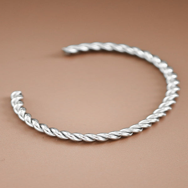 Twisted Steel Cuff Bracelet - Silver