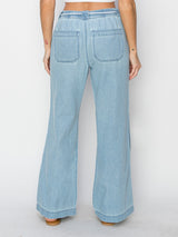 Risen High Rise Wide Leg Denim Pants - Medium Wash