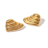 Chunky Textured Heart Stud Earrings