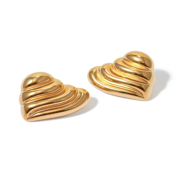 Chunky Textured Heart Stud Earrings