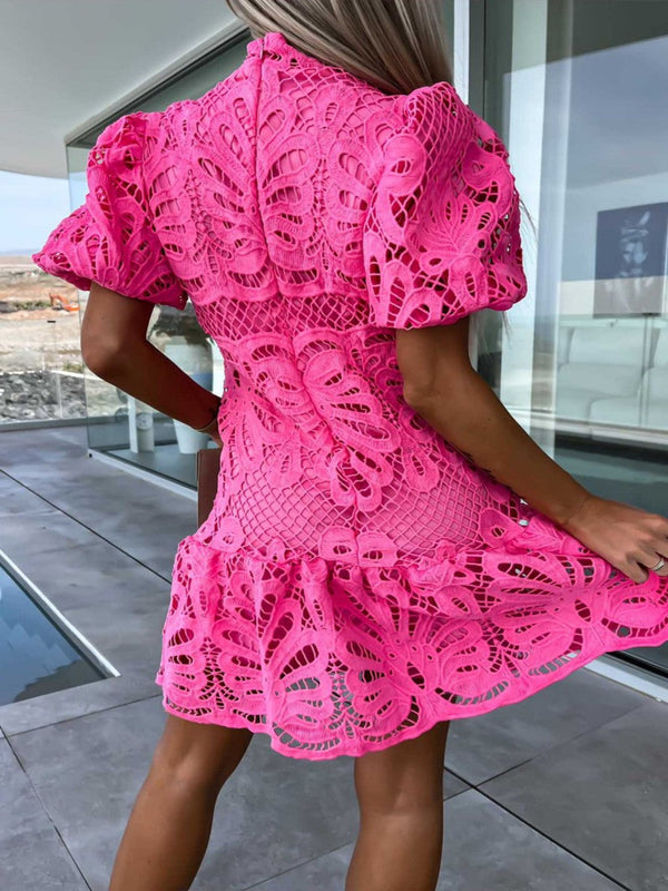 Lovely In Lace Dress - Fuchsia