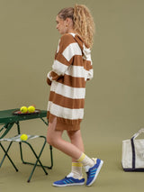 Striped Serenity Hoodie Knit Dress - Mocha