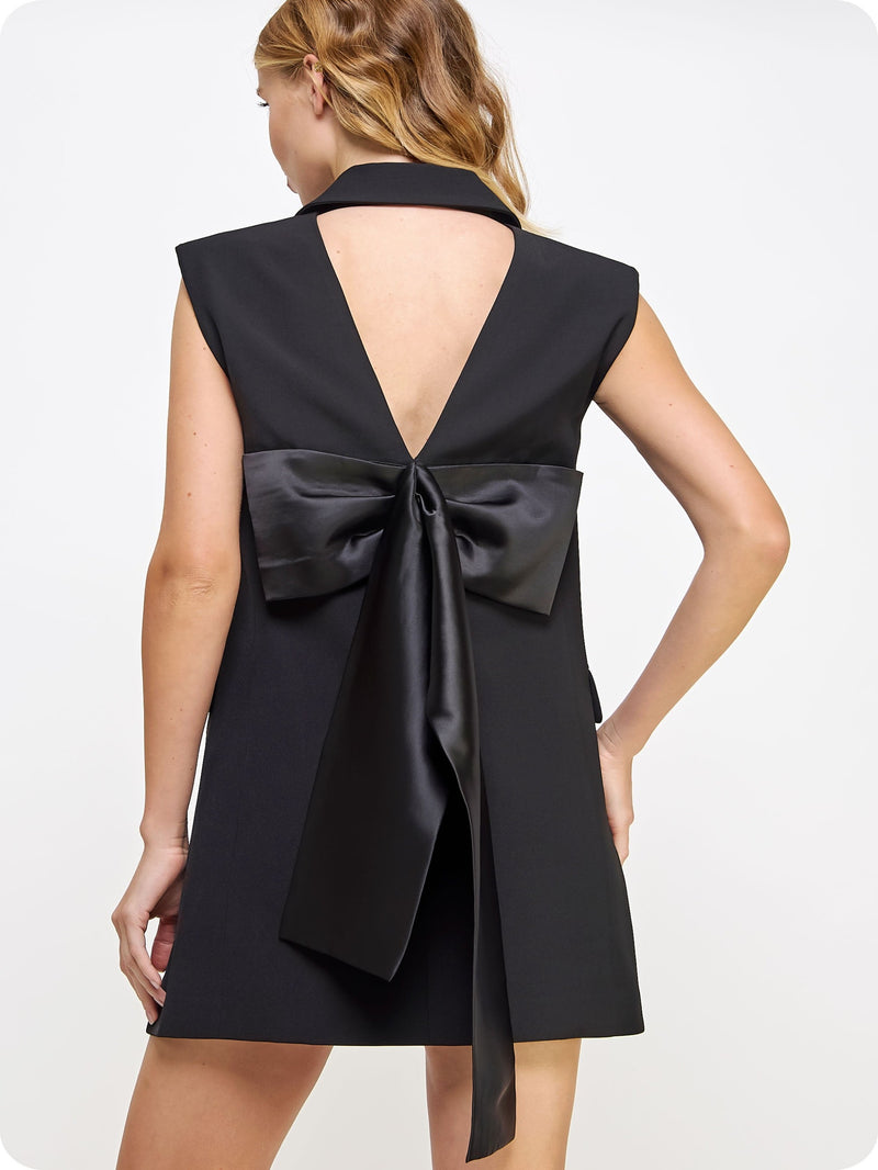 Bow Blazer Dress - Black