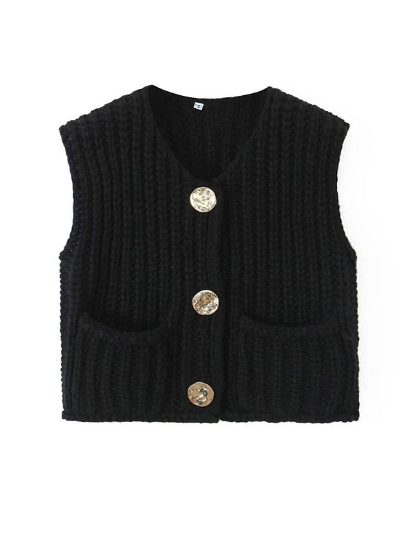 Cozy Knit Classic Sweater Vest - Black