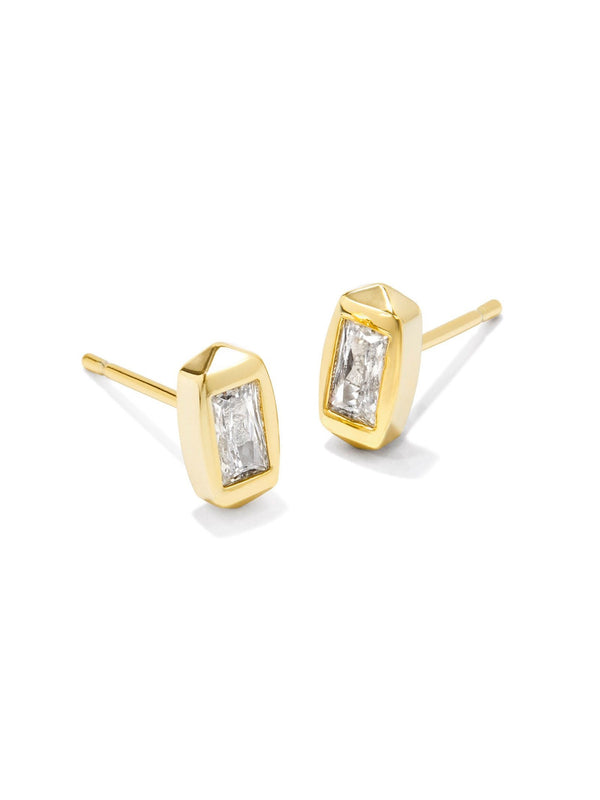 Kendra Scott Fern Crystal Stud Earring - Gold White Crystal