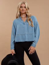 Autumn Denim Split Top - Denim