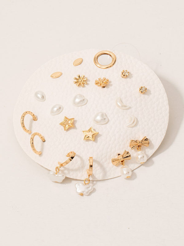 Assorted Styles Stud Earrings Set - Gold