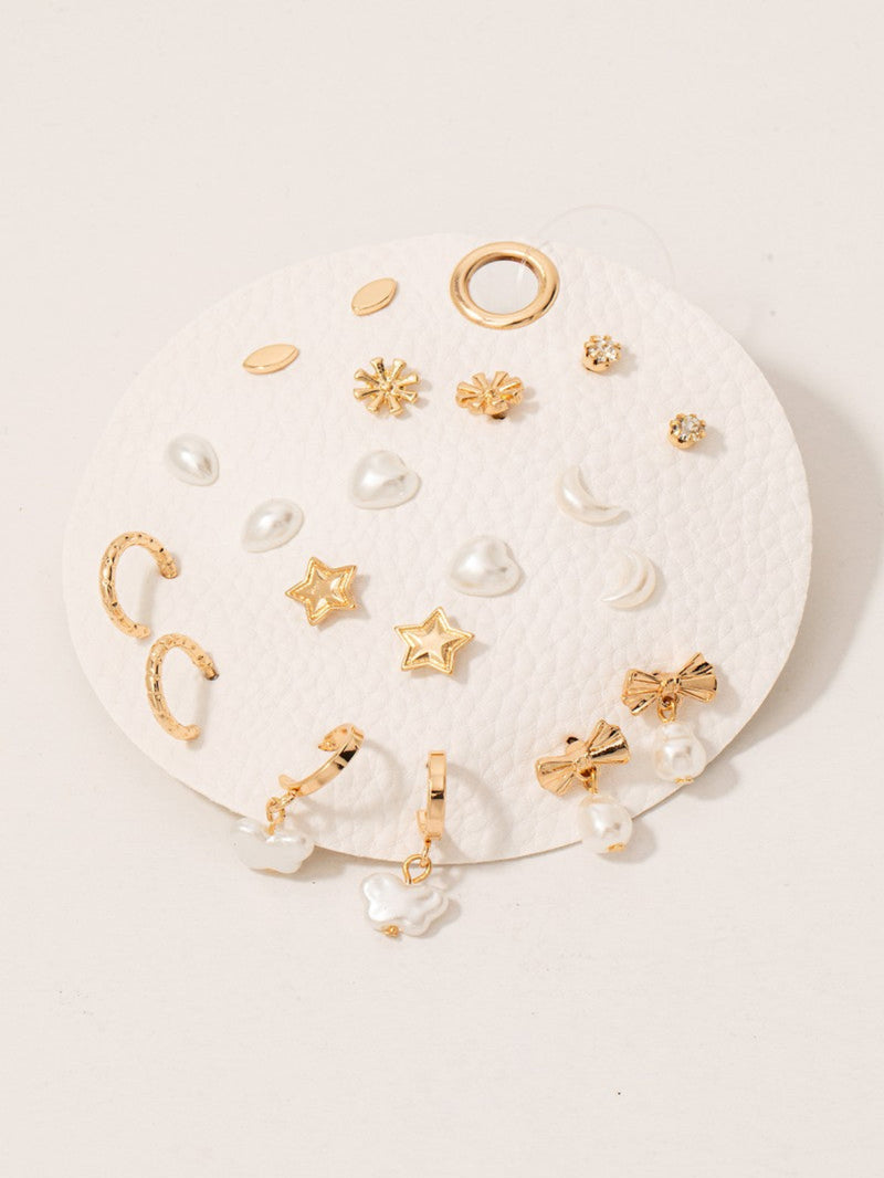 Assorted Styles Stud Earrings Set - Gold