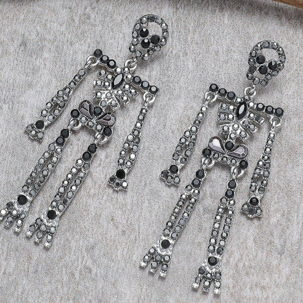Skeleton Earrings - Black & Silver