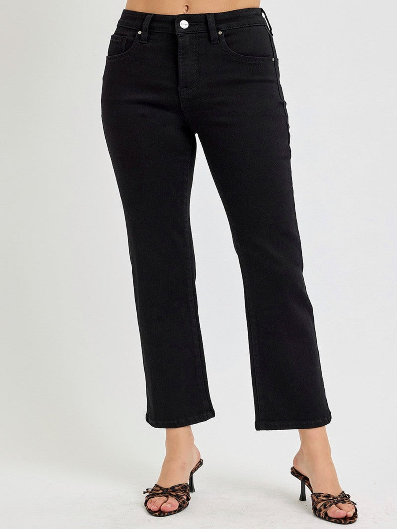 Risen High Rise Straight Jeans - Black