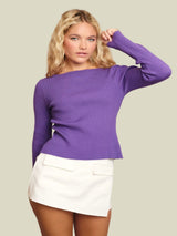 Bow Moment Top - Purple/White