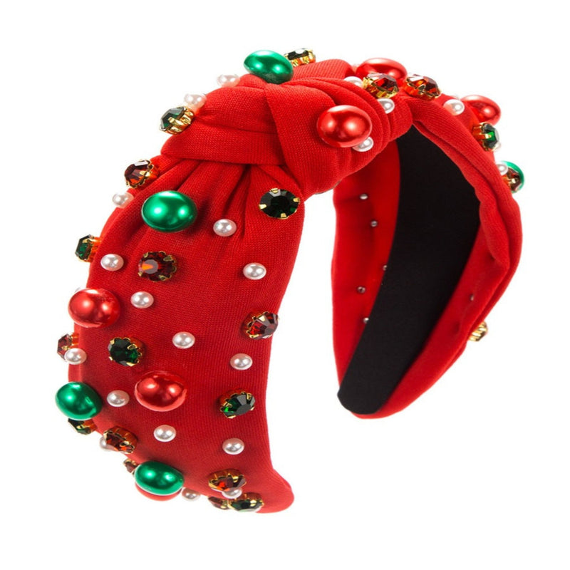 Christmas Pearl Headband - Red