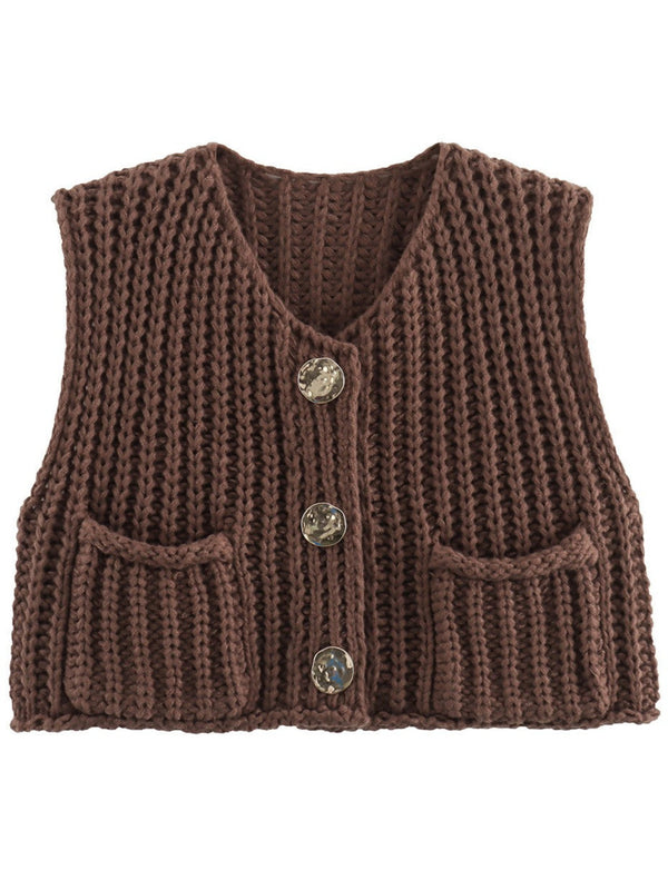 Cozy Knit Classic Sweater Vest - Brown