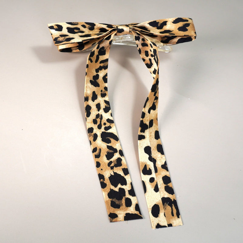 Animal Print Bow Hair Pin Clip - Leopard