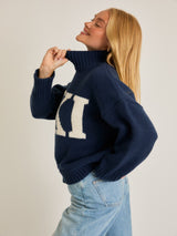 Ski Oversized Sweater Top - Navy/Ivory