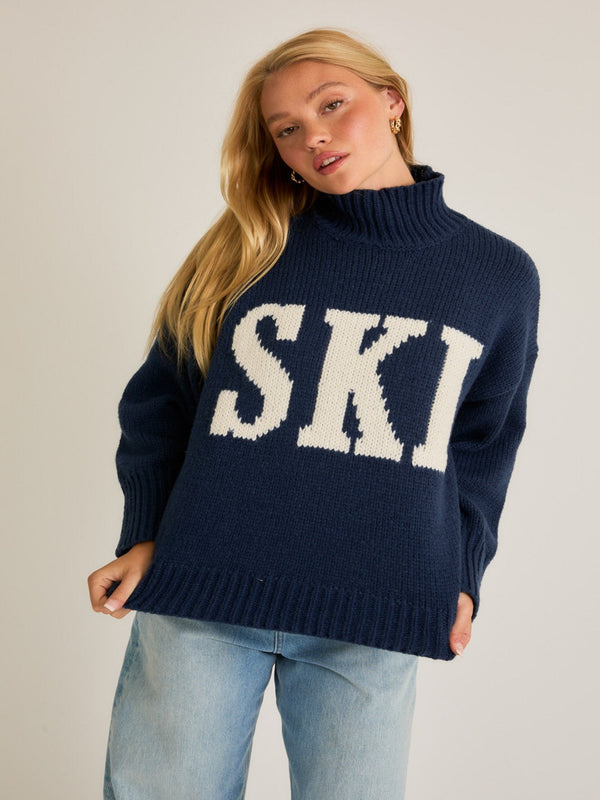 Ski Oversized Sweater Top - Navy/Ivory