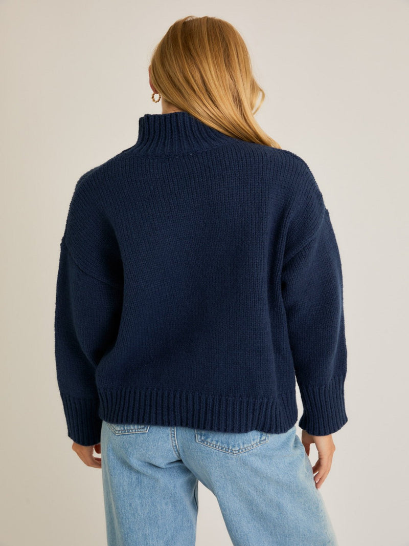 Ski Oversized Sweater Top - Navy/Ivory