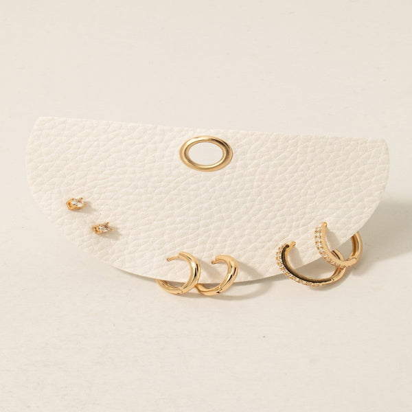 Mixed Stud And Hoop Earrings - Gold