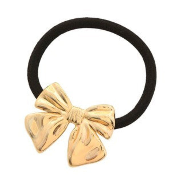 Bow Metal Hair Tie - Gold