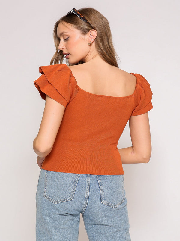 Make It Easy Knit Sweater Top - Orange