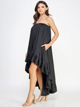 Flirty Satin Dress - Black