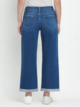 The Gerri High Rise Cuffed Baggy Straight Jeans - Ocean Eyes