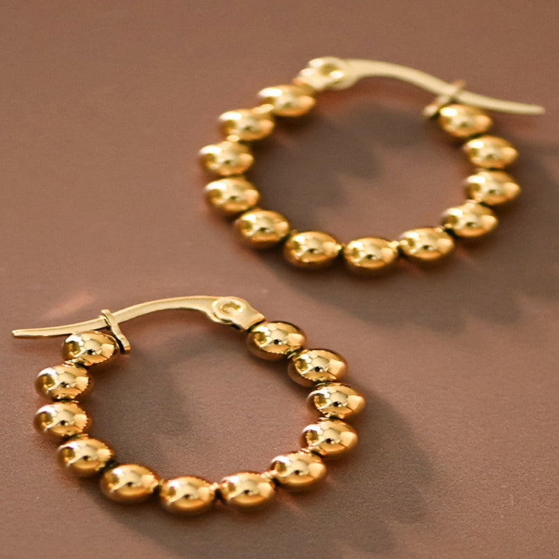 Luxe Bead Hoops - Gold