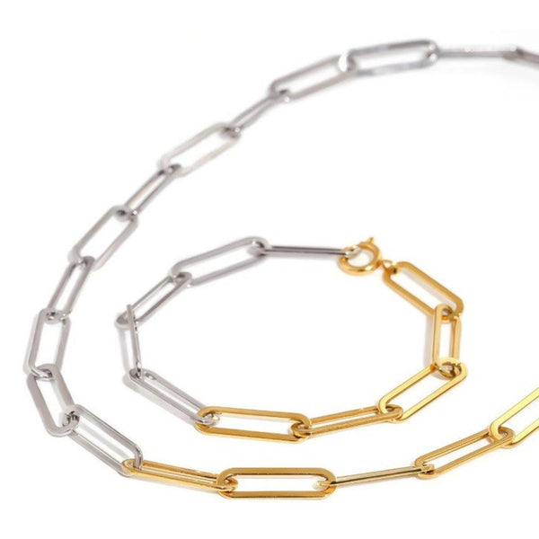 Paperclip Chain Hollow Necklace - Gold/Silver