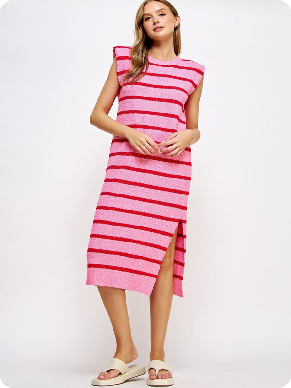 So In Love Stripe Dress - Pink/Red