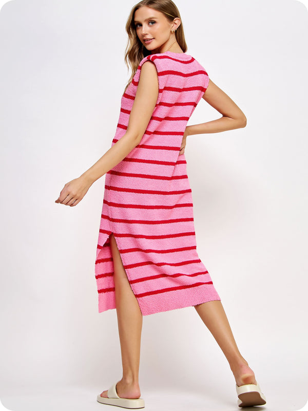 So In Love Stripe Dress - Pink/Red