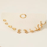 Half Display Pad Stud And Hoop Earrings Set - Gold