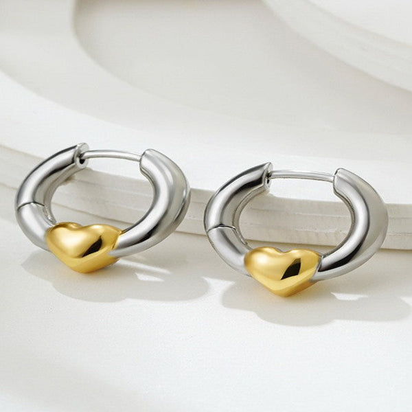 Heart Huggie Earrings - Gold/Silver