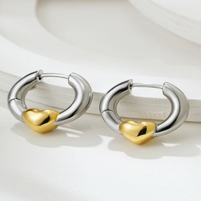 Heart Huggie Earrings - Gold/Silver