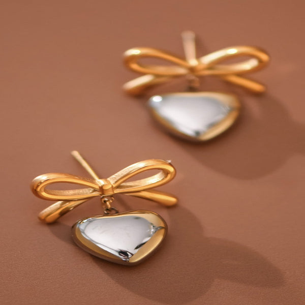 The Heart Drop Earrings - Silver/Gold