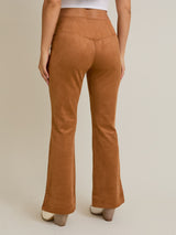 The Sweater Weather Suede Flare Leggings - Tan