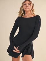 Set On You Long Sleeve Dress - Black