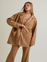 The Pumpkin Spice Suede Oversized Blazer - Camel