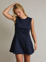 Unforgettable Night Sleeveless Suede Dress - Navy